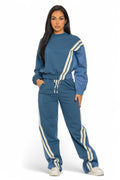 Two Piece Two Tone Long Sleeve Pants Set by The House of Stylez
