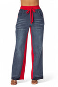 April Straight Leg Denim Jean Sweatpants by The House of Stylez