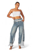 Runaway Straight Leg Denim Detail Jean Sweatpants by The House of Stylez