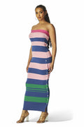 Brandi MultiColor Stripe Strapless Knit Maxi Dress - Pink by The House of Stylez