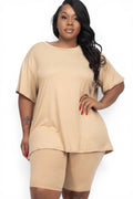 Curvy Loose Fit {Oversized} Top & Bike Shorts Set {BTP3021X} by The House of Stylez