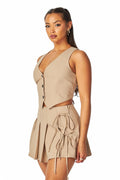 Serene Crop Top Tuxedo Top & Skort Set by The House of Stylez