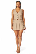 Serene Crop Top Tuxedo Top & Skort Set by The House of Stylez