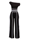 Off Shoulder Short Sleeve Top with Wide Leg Pants