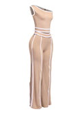 Off Shoulder Short Sleeve Top with Wide Leg Pants by The House of Stylez