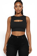 Ribbed Cut Out Front Crop Top {BT3971} by The House of Stylez