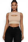 Ribbed Cut Out Front Crop Top {BT3971} by The House of Stylez