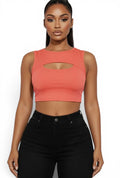 Ribbed Cut Out Front Crop Top {BT3971} by The House of Stylez