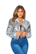 Sequin Cropped Bomber Jacket by The House of Stylez