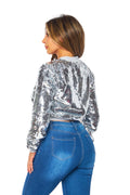 Sequin Cropped Bomber Jacket by The House of Stylez