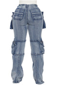 Acid Wash Cargo Denim Pants by The House of Stylez