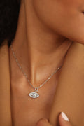 White Topaz Evil Eye Necklace by Fine Color Jewels