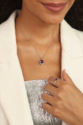 Purple Amethyst Pendant Necklace by Fine Color Jewels