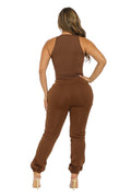 Sleeveless Ribbed Bodysuit and Jogger Pants Set by The House of Stylez