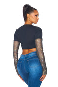 Jewel Sleeve Crop Top by The House of Stylez