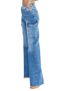 Criss Cross Waist Cargo Wide Jeans by The House of Stylez