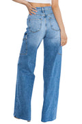 Criss Cross Waist Cargo Wide Jeans by The House of Stylez
