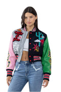 Wild and Free Cropped Varsity Jacket {Vegan Leather Sleeves} by The House of Stylez
