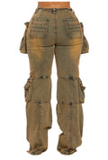Acid Wash Cargo Denim Pants by The House of Stylez