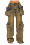 Acid Wash Cargo Denim Pants by The House of Stylez