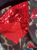Camouflage Sequin Lips Split Sleeve Jacket by The House of Stylez