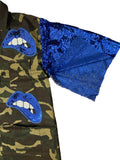 Camouflage Sequin Lips Split Sleeve Jacket by The House of Stylez