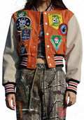 Logo Allover Varsity Jacket {Vegan Leather Sleeves} by The House of Stylez