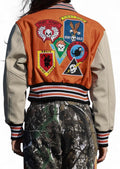 Logo Allover Varsity Jacket {Vegan Leather Sleeves} by The House of Stylez