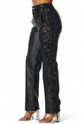 Shimmer Lane Vegan Leather Fringe Pants by The House of Stylez