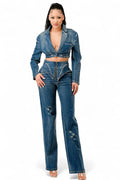 Cool Chick Denim Pant Set by The House of Stylez