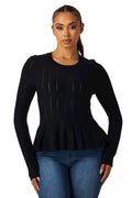 Norelle Peplum Knit Top by The House of Stylez