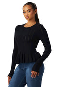 Norelle Peplum Knit Top by The House of Stylez