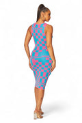 Harper Checkered Keyhole Knit Midi Bodycon Dress by The House of Stylez