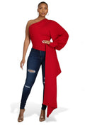 One Shoulder Top with Long Side Train by The House of Stylez