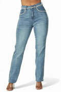 Avianna Rhinestone Denim Pants by The House of Stylez