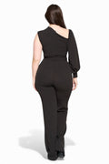 One Shoulder Puff Sleeve Belted Jumpsuit by The House of Stylez