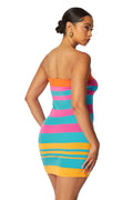 Multi Color Strapless Striped Knit Mini Dress by The House of Stylez
