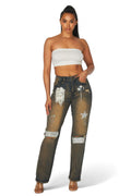 Dreaming Of You Rhinestone Fringe Denim Pant Jeans by The House of Stylez