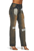 Dreaming Of You Rhinestone Fringe Denim Pant Jeans by The House of Stylez