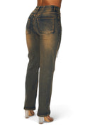 Dreaming Of You Rhinestone Fringe Denim Pant Jeans by The House of Stylez
