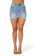 Alicia Pearl Detailed Mini Denim Jean Skirt by The House of Stylez
