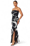 Multi Color Waves Strapless Maxi Tube Dress by The House of Stylez