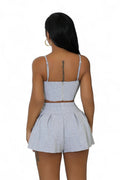 Cropped Tank Top Shorts Set Heather Gray by The House of Stylez