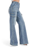 Pearl Trimmed Cargo Wide Leg Jeans by The House of Stylez