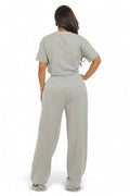 Two Piece Heather Gray Patch Denim Detail Pants Set by The House of Stylez