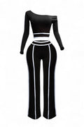 Off Shoulder Long Sleeve Top with Wide Leg Pants by The House of Stylez