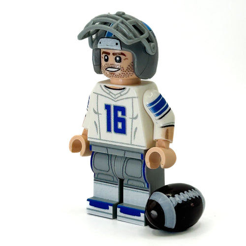 #16 Lions QB Football Player Minifig - B3 Customs by B3 Customs