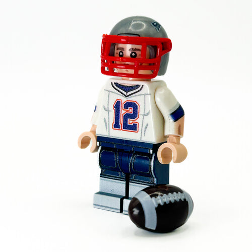 #12 QB Patriots Football Player Minifig - B3 Customs by B3 Customs