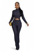 Navy Two Piece Pants Set by The House of Stylez