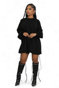 Oversized Pullover Dress with Drawstrings by The House of Stylez